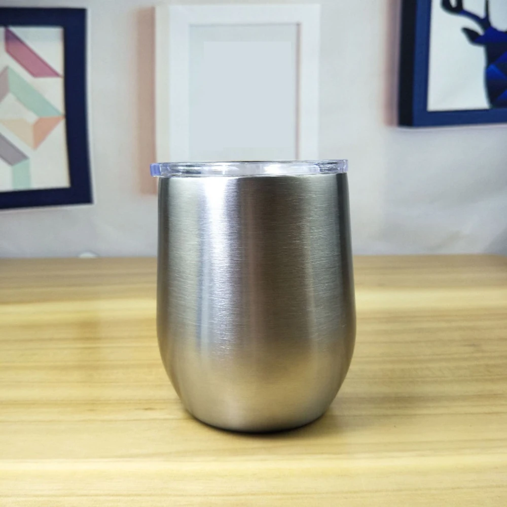 12 унций термос чашка чайник кофейные кружки из нержавеющей стали Stemless красное вино и коктейльные бокалы бар напиток пивная чашка дорожная кружка - Цвет: stainless steel