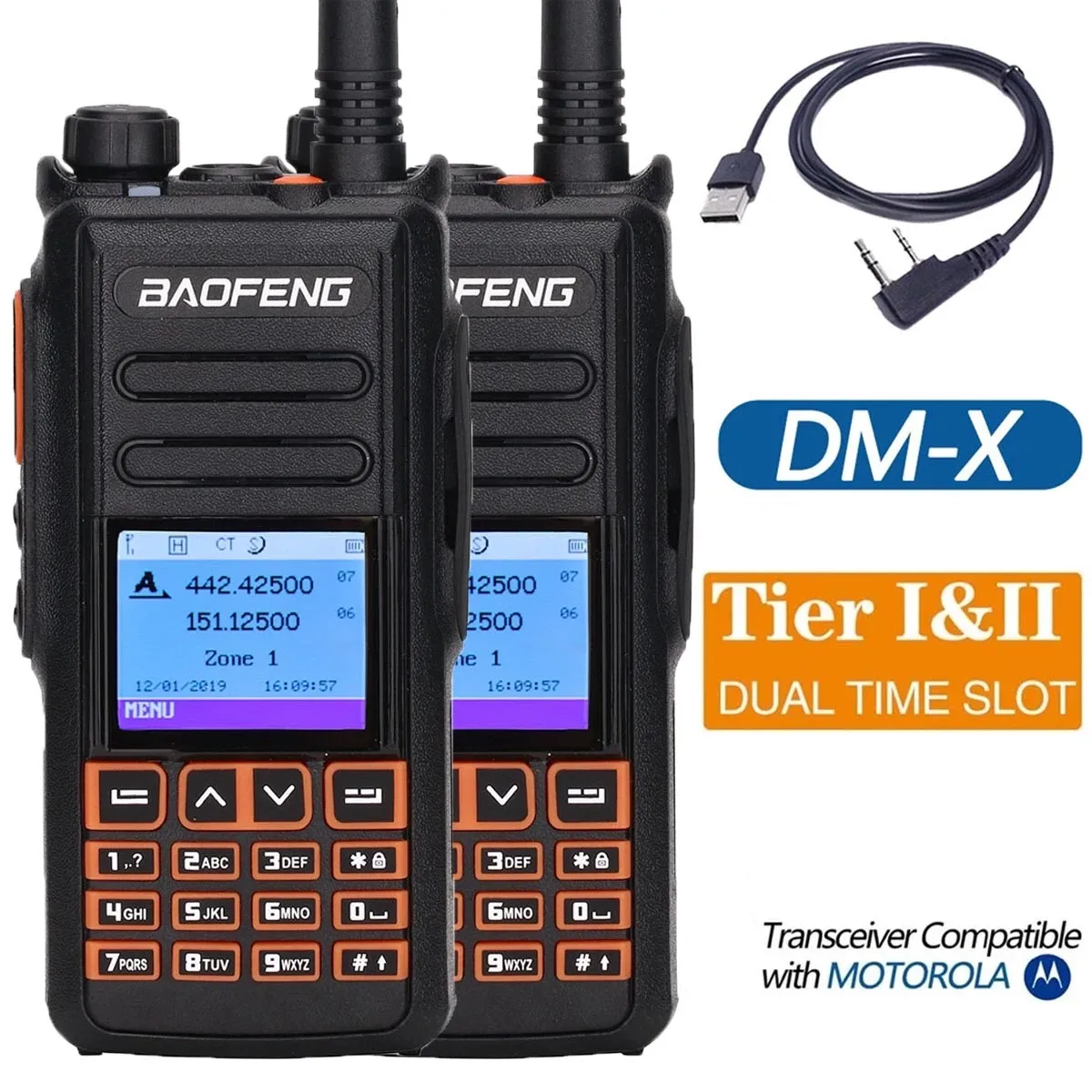 Рация BaoFeng DM-X DMR GPS 2 шт. VHF UHF двойной Dand 136-174 и 400-470 МГц временной слот Любительское