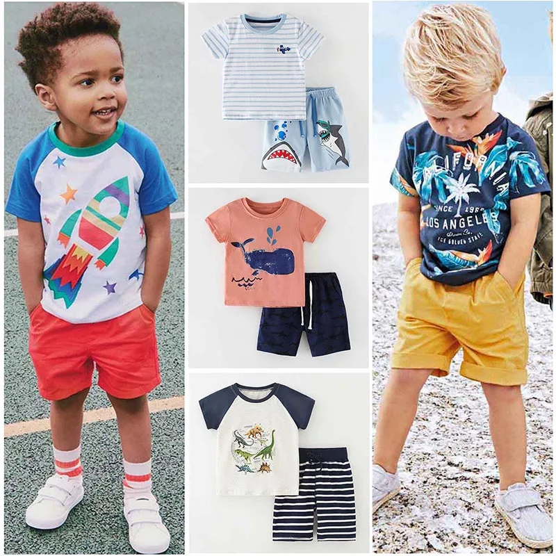 Baby Boys 'Cotton Short Sleeve Clothing Sets, criança, roupas infantis, ternos infantis, outwear, 100% algodão, 2t-7t