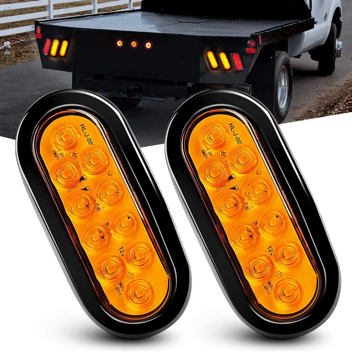 Luces LED traseras ovaladas de color ámbar remolque, conectores de arandelas de montaje en superficie, impermeables IP65, freno de parada, giro, para RV, Jeep, 2 de señalización| - AliExpress