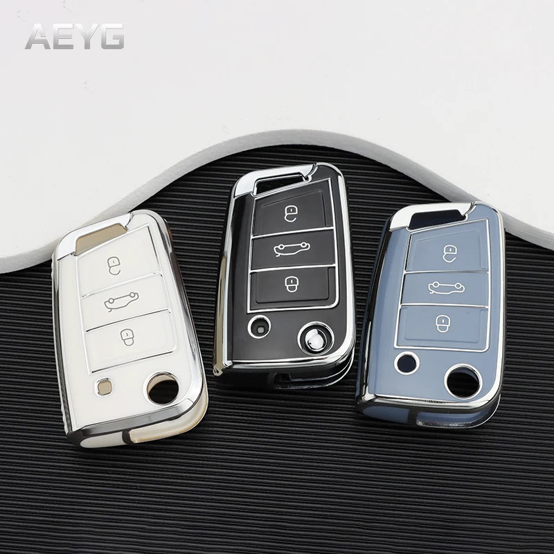 Key Case Cover Key Case TPU Car Key Case Full Cover Fob For VW Volkswagen Golf 7 MK7 Tiguan MK2 For SEAT Ateca Leon FR 2 Ibiza Skoda Octavia