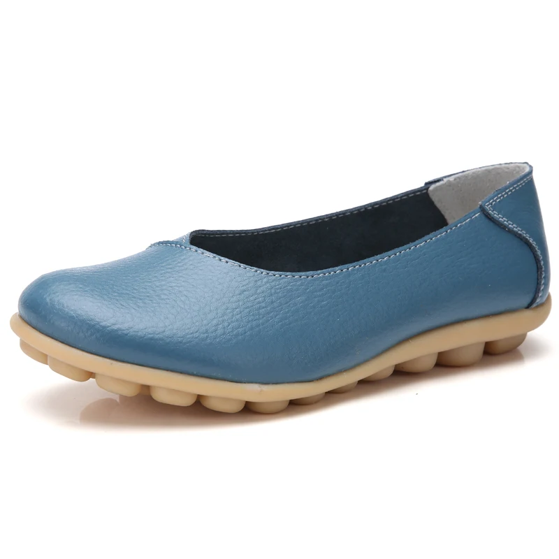 Women's Loafers Flats Cow Genuine Leather Non Slip On Zapatillas Mujer Ballet Mother Shoes