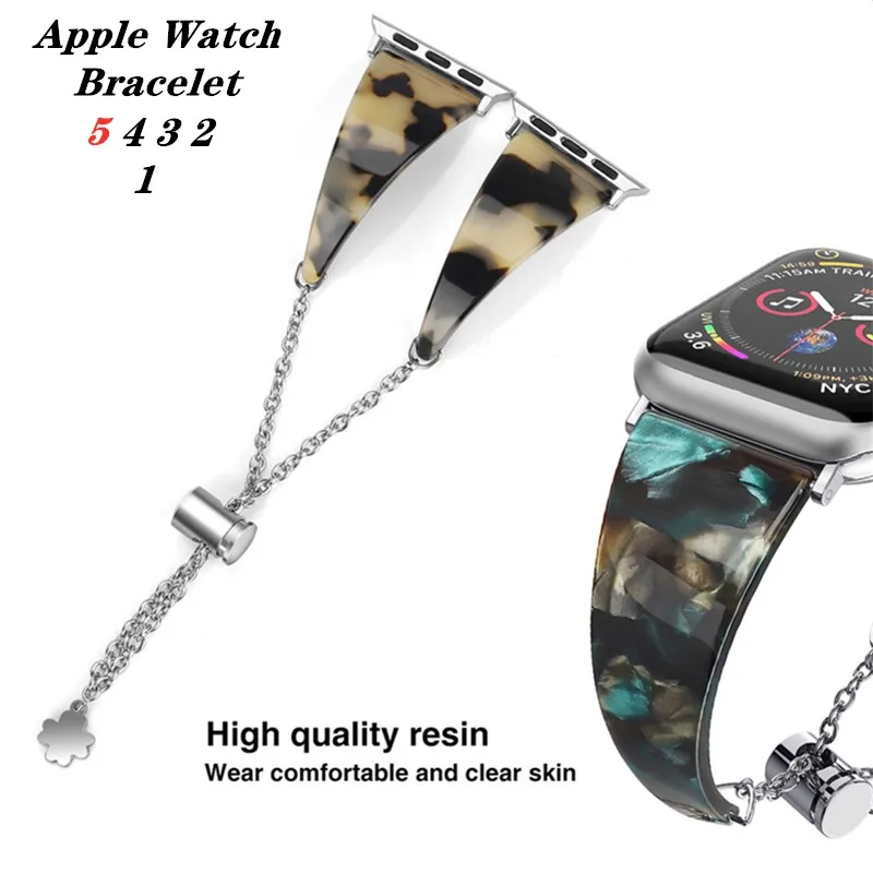 

Resin strap Wristbands For Apple watch 5 4 3 2 1 women Mirror Bracelet for iwatch 40 44mm Smart watch accessories 38 42mm Belt