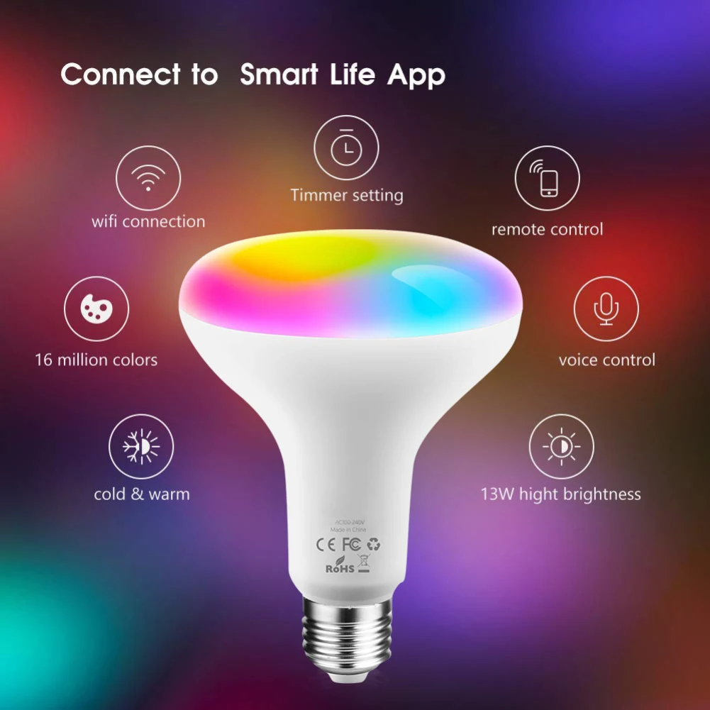 Прямая поставка умная wi-fi-лампочка E27 E26 B22 RGB Волшебная осветительная лампа Пробуждение лампы совместимы с Alexa и Google Assistant