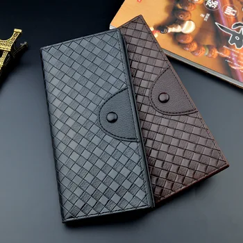 

Wallet Long Wallet Young MEN'S FASHION Woven Pattern And around Large Capacity Multi Card Bit Soft Leather Wallet xi zhuang bao