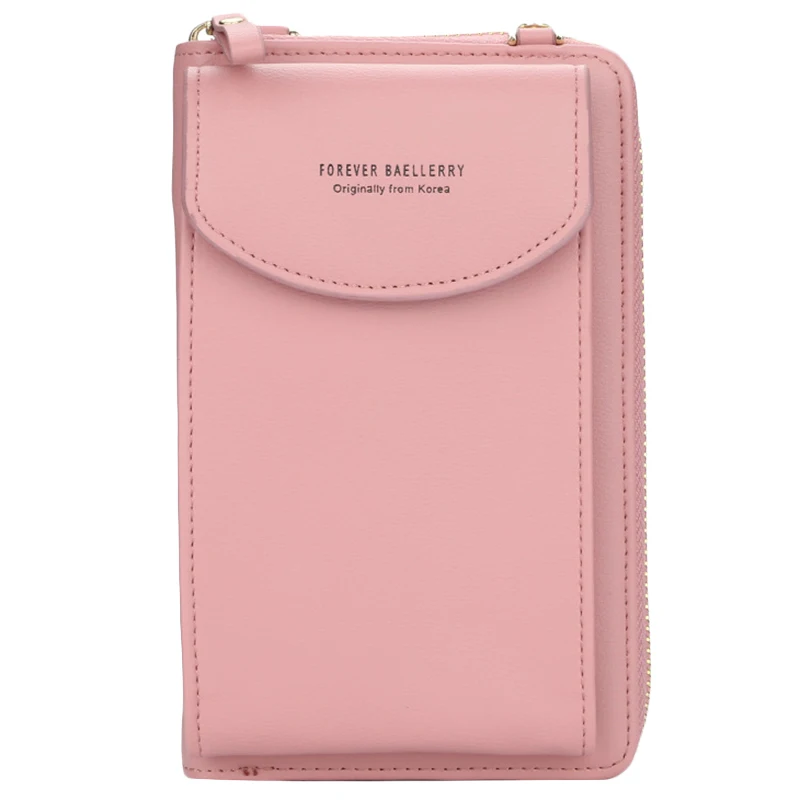 Deep Pink AUAU-Baellerry, Женский кошелек, брендовый кошелек для сотового телефона, кошелек, сумочка, клатч, сумка на ремне через плечо - Color: Deep Pink