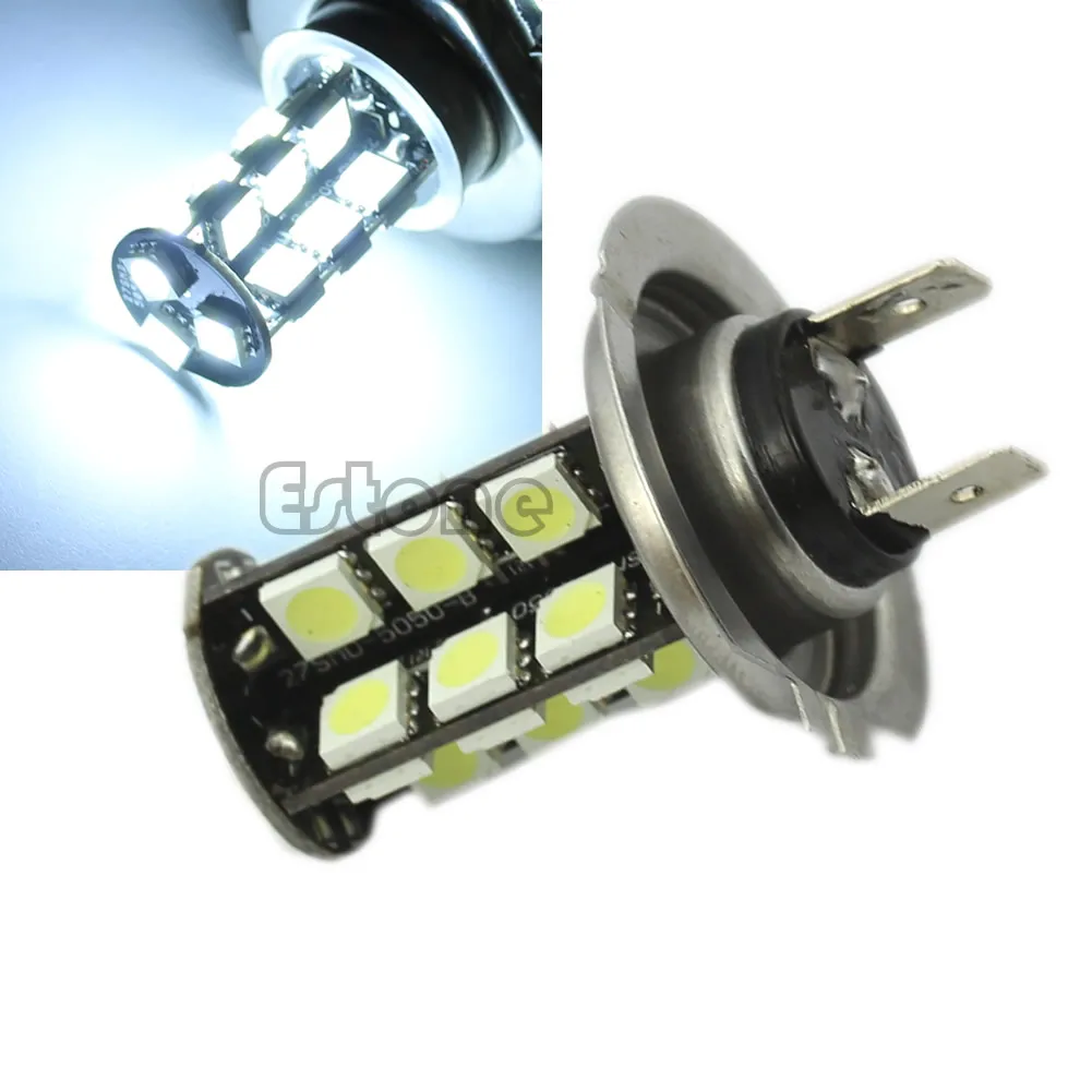 

White H7 27-LED Can Free Bus Fog LED Headlights Round Tail Lamp
