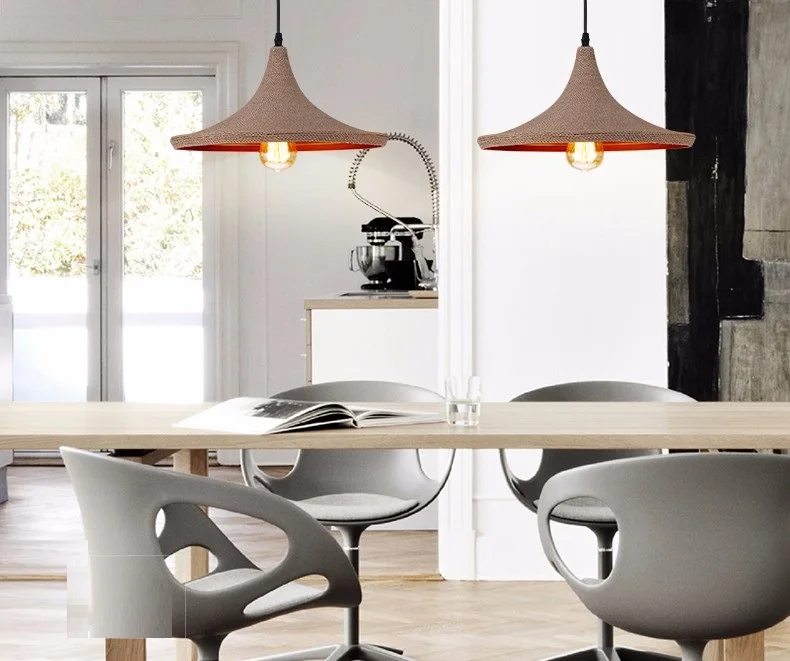 Набор из 3 подвесок LukLoy плафон для лампы, ретро скандинавские пеньковые веревки Лофт домашнее промышленное освещение для кухни остров столовой