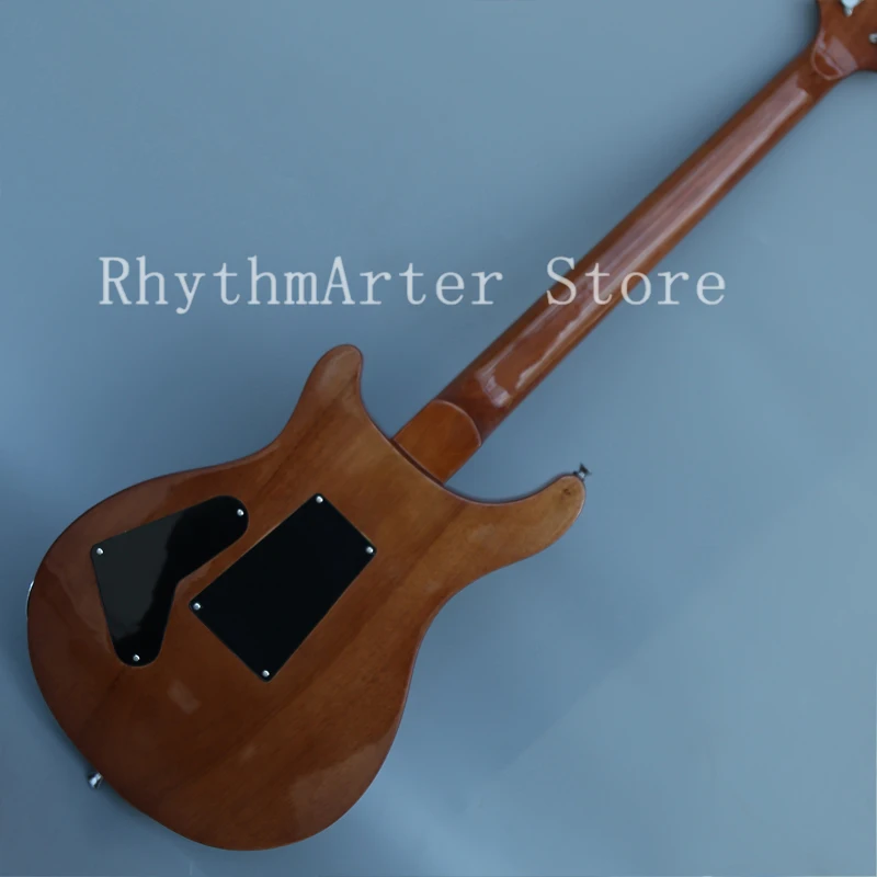 Free shipping, custom guitar, blue tiger flame decorative electric guitar, rose wood fingerboard, chrome alloy hardware - Image 4