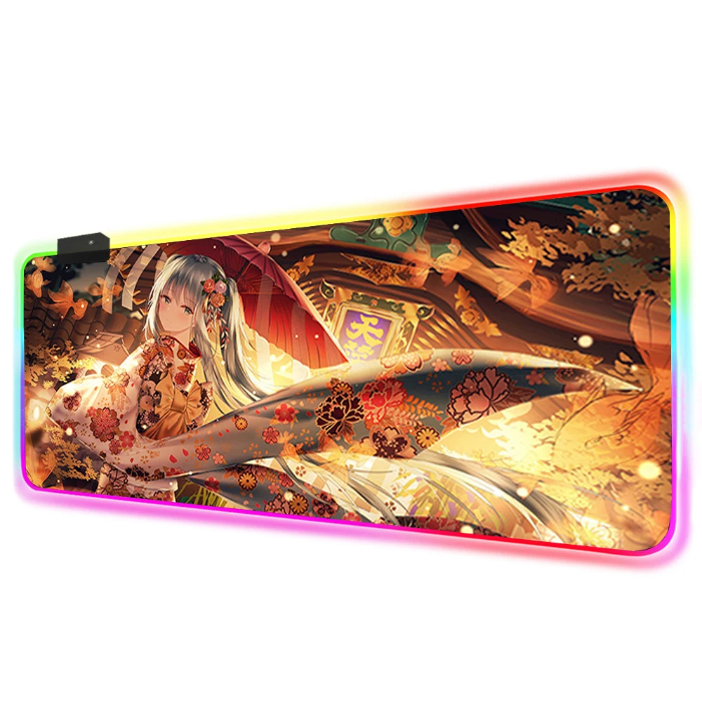 Anime Onmyoji Big Breast Girl Rgb Gaming Mouse Pad Computer Led Gamer Large Mause Pad Usb For Pc Desk Mat Support Diy Mouse Pads Aliexpress