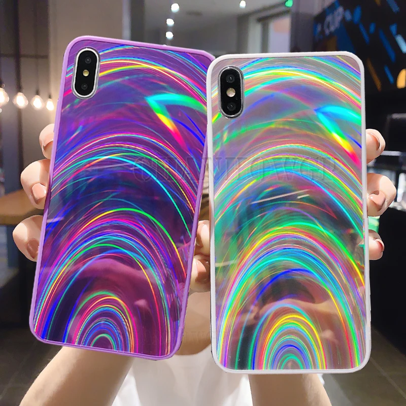 Радуга Мягкий зеркальный чехол для samsung Galaxy A50 A30 A70 A20 A10 M10 S8 S9 S10 плюс A9 A6 A7 Note 8, 9, 10, плюс блестящий чехол