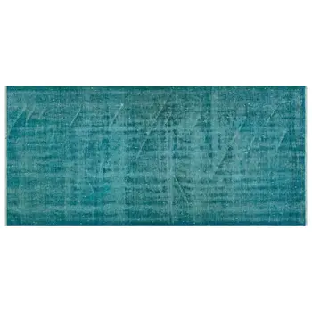 

Handmade Turquoise Vintage Overdyed English Runner Rug 091x195 Cm-2'12''X6'5''