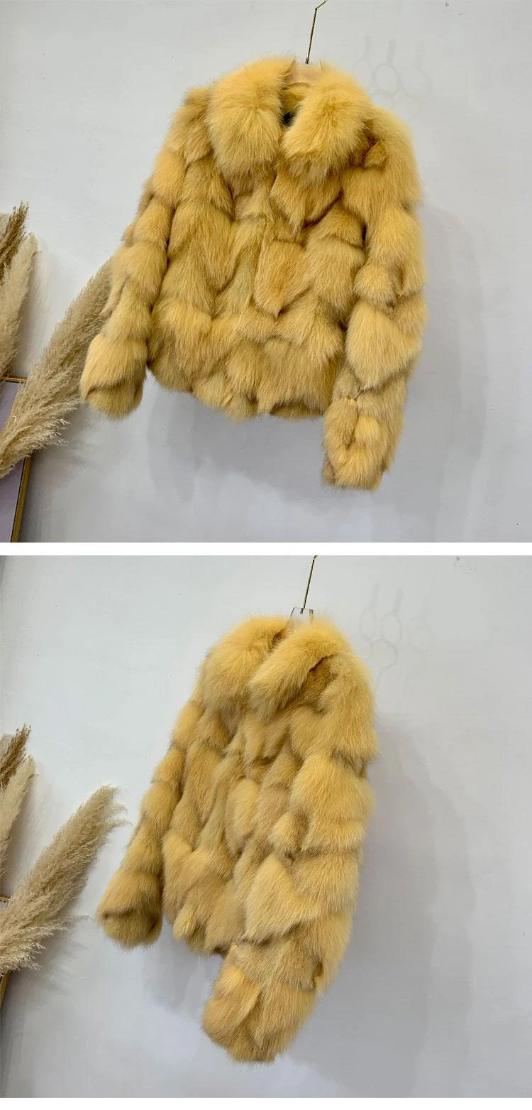 Женская мода, зимнее пальто из натурального меха, Женская куртка с длинным рукавом из натурального Лисьего меха, Толстая теплая верхняя одежда из натурального Лисьего меха T256
