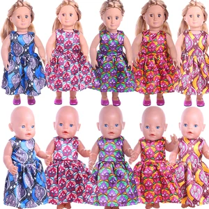 Doll Bright Pattern One-piece Dress Fit 18 Inch American Doll 40-43cm Born Baby Accessories For Baby Birthday Festival Gift