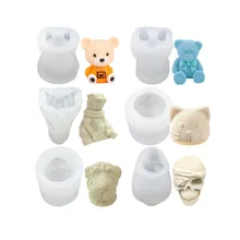 Череп медведь стерео креативная силиконовая форма льда кубики помадки формы для выпекания шоколадного печенья DIY кухонные инструменты для украшения выпечки, торта