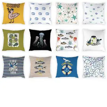 

cartoon Marine life Cushion Cover Cute duck pattern Pillow cases Home Decorative Peach Skin Pillowcases 45*45cm