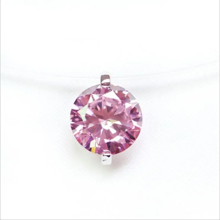 6MM Pink Трендовое женское прозрачное ожерелье с леской, серебряная невидимая цепочка, ожерелье для женщин, стразы, колье, ожерелье, модное ювелирное изделие - Окраска металла: 6MM Pink