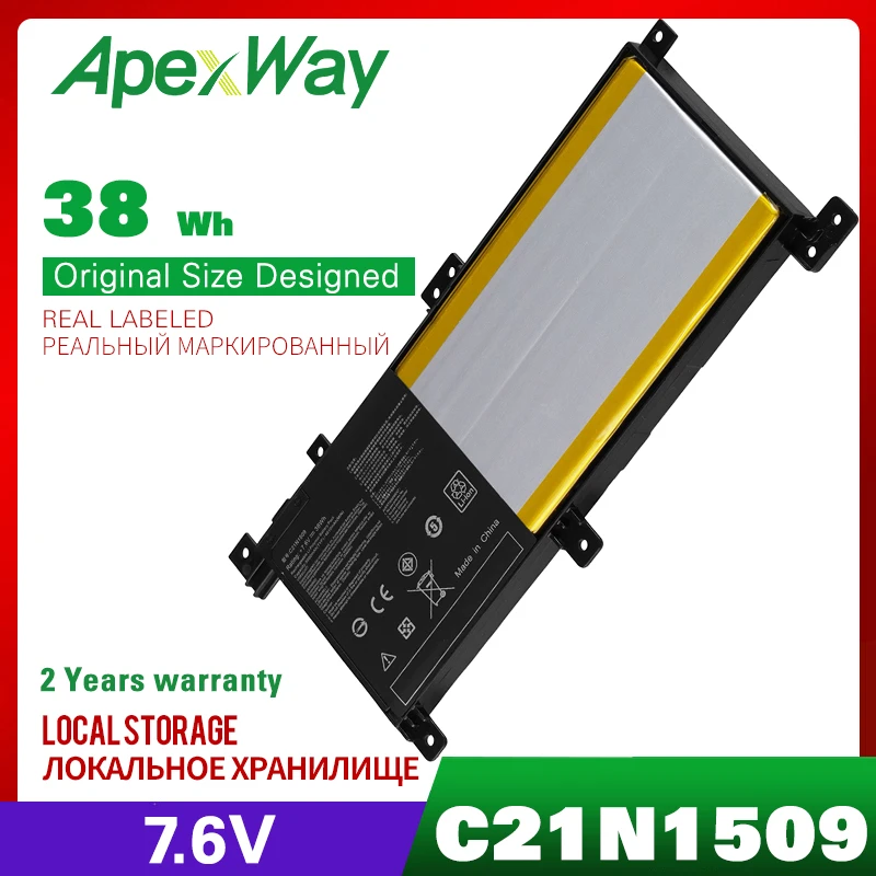 Apexway 38wh 7.6v C21n1509 Battery For Asus Notebook Fl5900u A556u