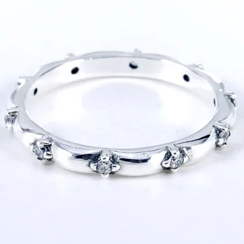 

Original 925 Sterling Silver Ring Flower Petals Band Ring With Crystal For Women Wedding Party Gift Fine Europe Jewelry