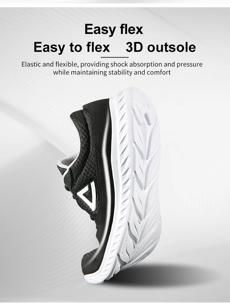 PEAK High-tech Running Shoes For Men Breathable Honeycomb Mesh Sneakers Lightweight EASY FLEX System fitness Workout Shoes