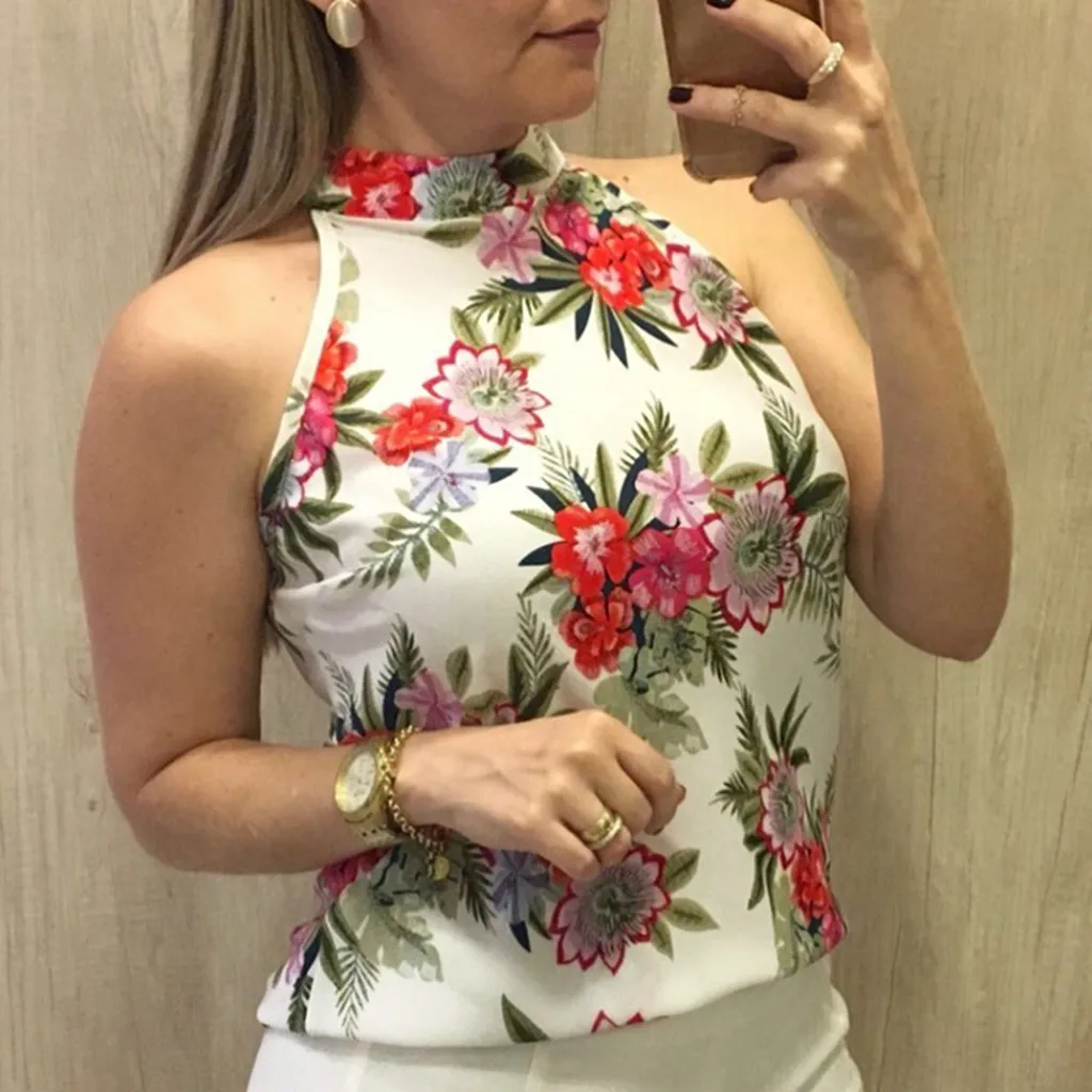 

Autumn Blouses Woman 2019 Plus Size Gothic Blouse Women Tops Vintage Shirt Women Streetwear White Floral Sleeveless Blouse Blusa