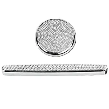 

1Pcs Crystal Console Multimedia Button Cover & 1Pcs Crystal Console Cup Holder Stripe Cover Trim for Benz E Class