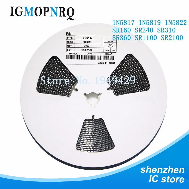2000 шт 1N5819 SS14 1N5822 SS34 SR160 SS16 1N5817 SS12 SR1100 SS110 SR360 SS36 SR240 SS24 SR2100 SS210 SS310 SMA выпрямительный