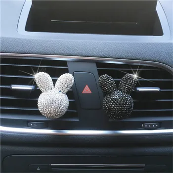 

Beautiful Seven Color Diamond Little Rabbit Styling Perfume Clip Vehicle Air Freshener Decoration Lovely Lady Car Perfume