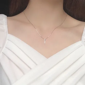 

925 Sterling Straight Bar Necklace INS Simple Rhinestone Elegant Normcore Style Choker Women's Night Market Stall Hot Selling Or