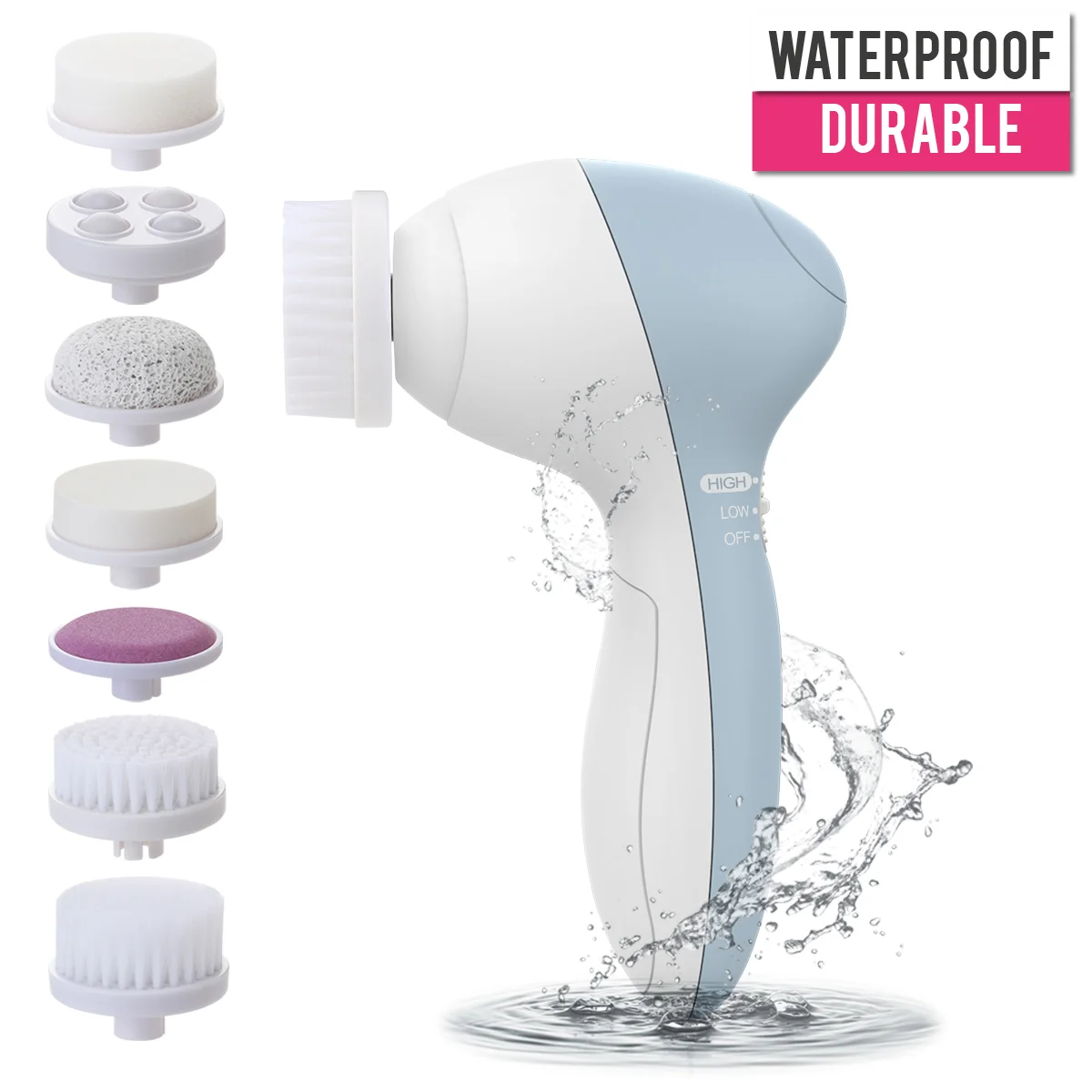 P2017 Portable Waterproof 7-in-1 Beauty Care Massager Facial Cleaner (Light Blue) | Красота и здоровье