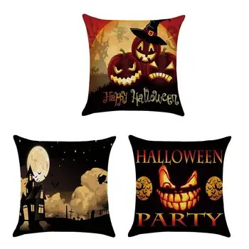 

Halloween Pumpkin Series Pillow Cover Soft Linen Cartoon Pattern Sofa Cover Throw Pillow Cushion Cover Home Holiday Decoration