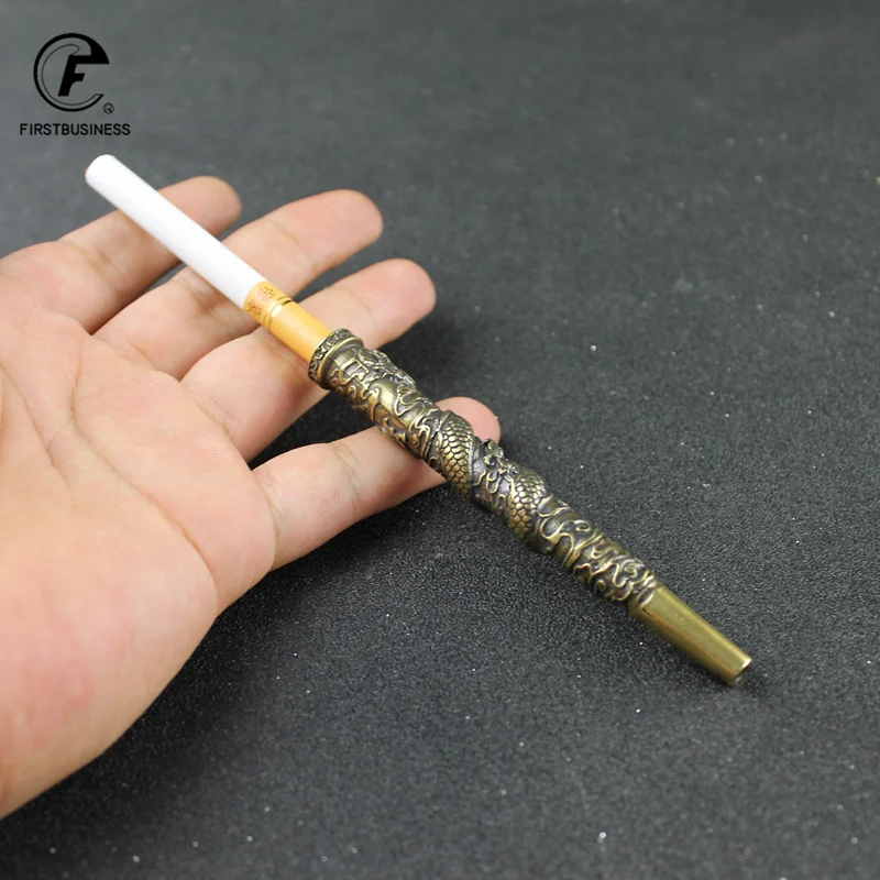 Cigarette-Pipe Mouthpiece Tobacco Smoke-Pipes Dragon Gift Brass Copper Husband Retro