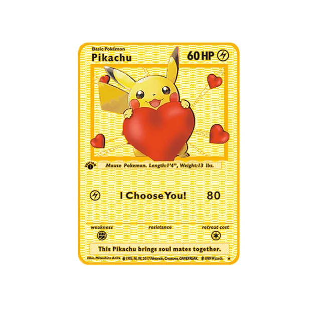 NEW Pokemon Gold Metal Flash Mewtwo Mew Big Pikachu Charizard Game Battle Collection Trading Action Figure Model Card for Kid 27