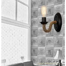 DishyKooker 220V E27 светодиодный настенный светильник для дома, гостиной, железного искусства, пеньковая веревка для декора