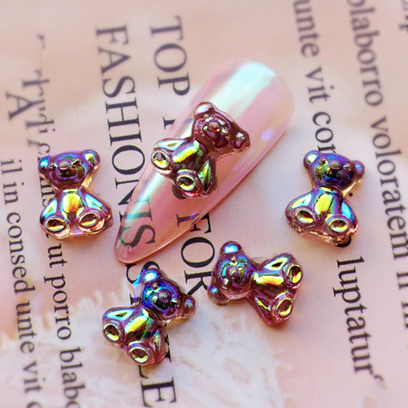 10pcs 3D Bear Nail Art Decorations Cartoon Bear Nail Charms Ornaments  Manicure