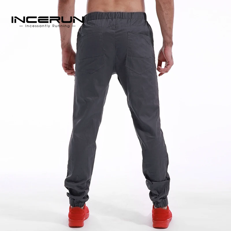 INCERUN повседневные штаны шаровары Slim Fit мужские длинные брюки с эластичной резинкой на талии простые Jogger спортивные брюки мужские модные большие размеры Осень
