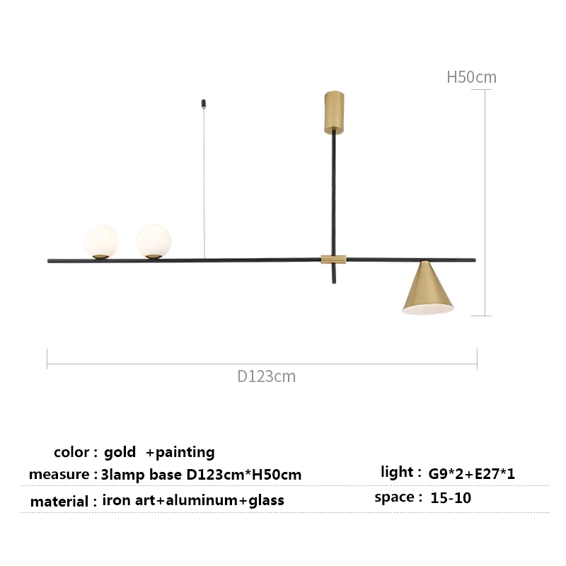 Скандинавский стеклянный шар люстра светильник ing современная спальня/Кабинет Подвесной светильник Арт деко светильник домашняя люстра - Цвет абажура: 3head  gold A
