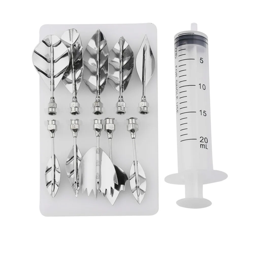 11pcs/set Creative Stainless Steel 3D Jelly Flower Art Tools Syringe 3D Gelatin Art Tools Jello Gubbins Set with Different Style