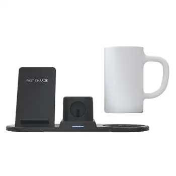 

3 In 1 Fast Wireless Charger Dock Station Fast Charging Mug Warmer Multifunctional Phone Charger Intelligent Thermostatic Cup #N