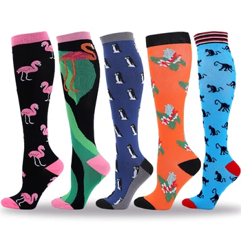 

2020 Winter New Compression Stockings Nylon Flamingo Penguin Animal Sport Fitness 15-20mmHg Reduce Varicose Veins Muscle Fatigue