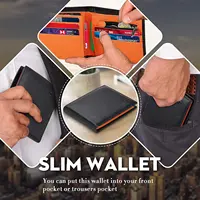 Genuine Leather Wallet Men Slim RFID Purse Card Holder Coin Pocket ID Window Minimalist Wallets 2