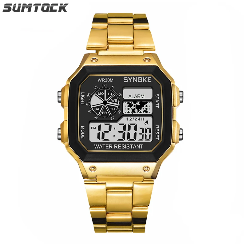 

SUMTOCK Digital Watch Men Student Watch Plastic Body Strap Multi-color Dial Timing Alarm Clock Shows 12/24 Hour System Watch