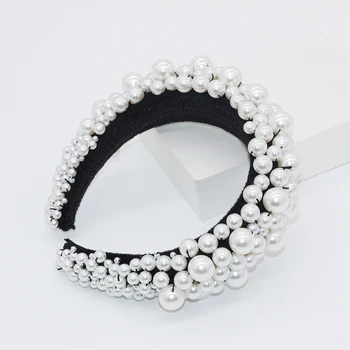 

European and American size pearl sponge headband female wide-brimmed fashion party headband hair accessories headwear female 799