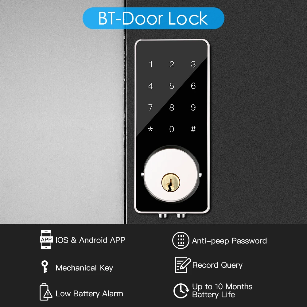 Beste Smart Lock Keyless Entry Deurslot Nachtschoot Digitale Elektronische Bluetooth Deurslot met Toetsenbord Auto Lock voor Thuis