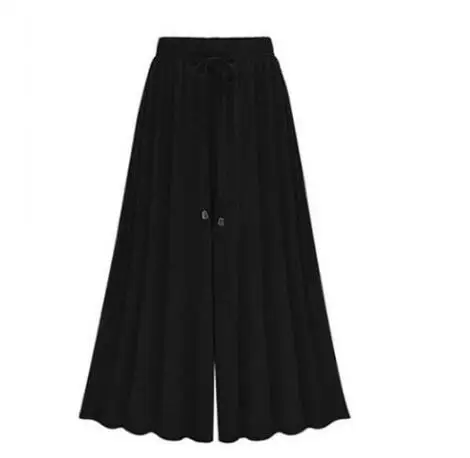 black calf length Новинка летние женские свободные тонкие широкие брюки с высокой талией брюки размера плюс m-xxl xxxl 4xl 5xl 6xl 7xl 8xl - Цвет: black calf length