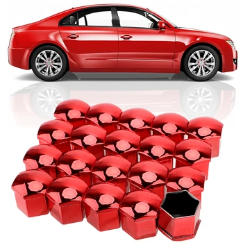 

LEEPEE 20 Pieces 19mm Anti-Rust Car Wheel Nut Caps Chrome Glossy Car Tyre Nut Bolt Auto Hub Screw Cover Protection Covers Caps