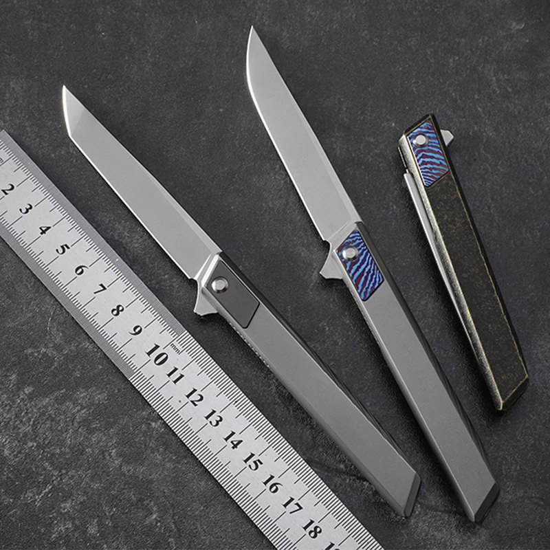 

9Ti EDC M390 knife ceramic ball bearing titanium TC4 handle tactical pocket folding knives outdoor camping hunting cutlery tools