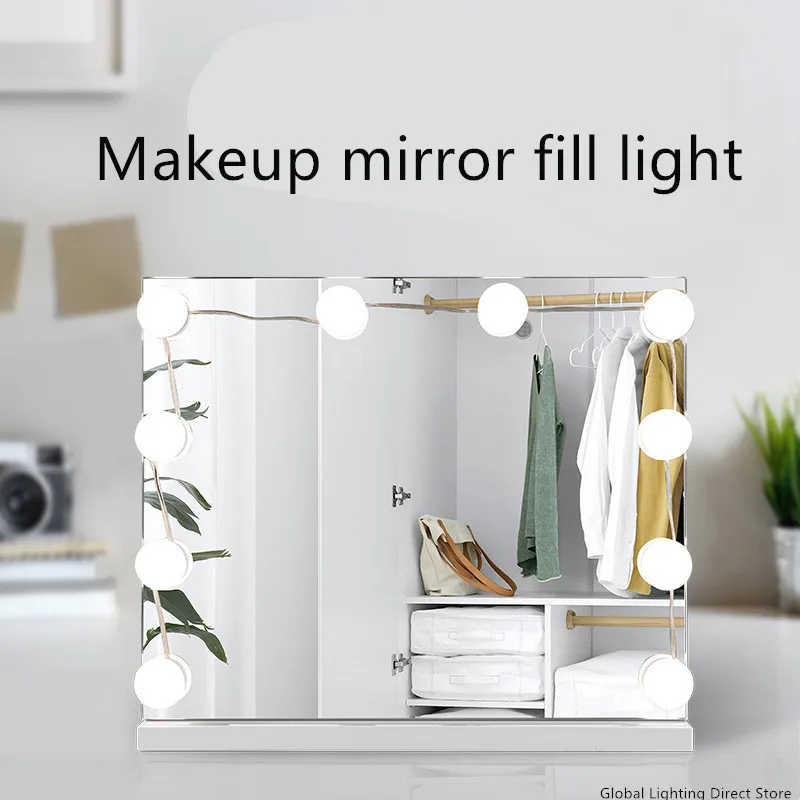 Professional 14PCS Detachable Bulbs Three Colors LED Makeup Mirror Light USB Cosmetic Mirror Dressing Table Vanity Lights 20#12