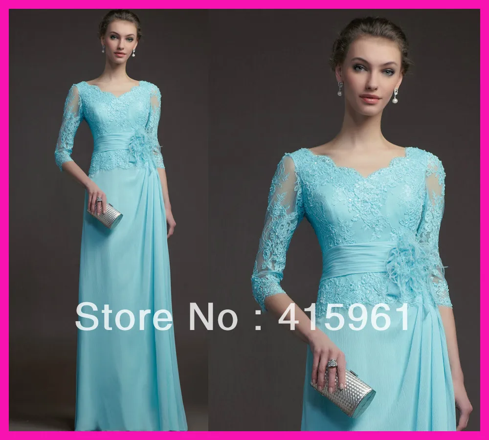 

vestido de madrinha 2020 Elegant Hunter Long Sleeve Beads Lace appliques Chiffon Mother of the Bride Dresses evening Gowns