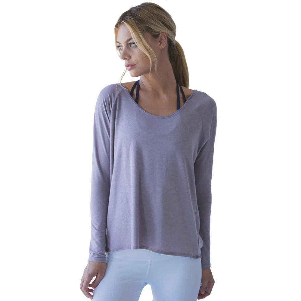 Yoga Shirt Sport Woman Fitness Blouses Backless Modal Dry Fit Loose Gym Workout Long Sleeve